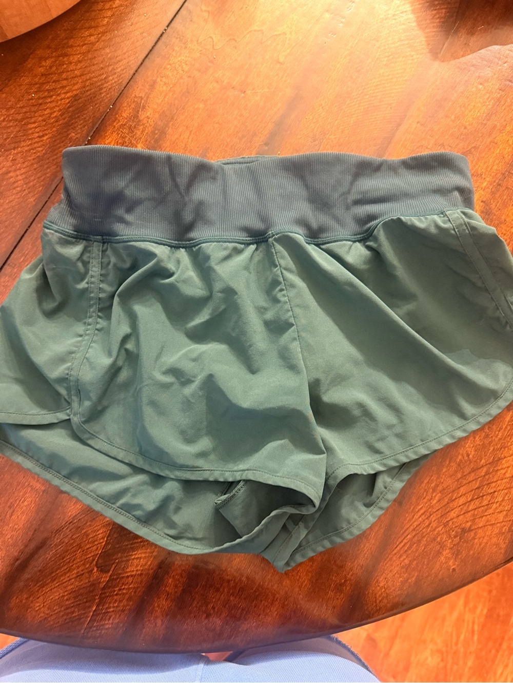 Zella Forest Green Athletic Shorts with Wide Rib Waistband